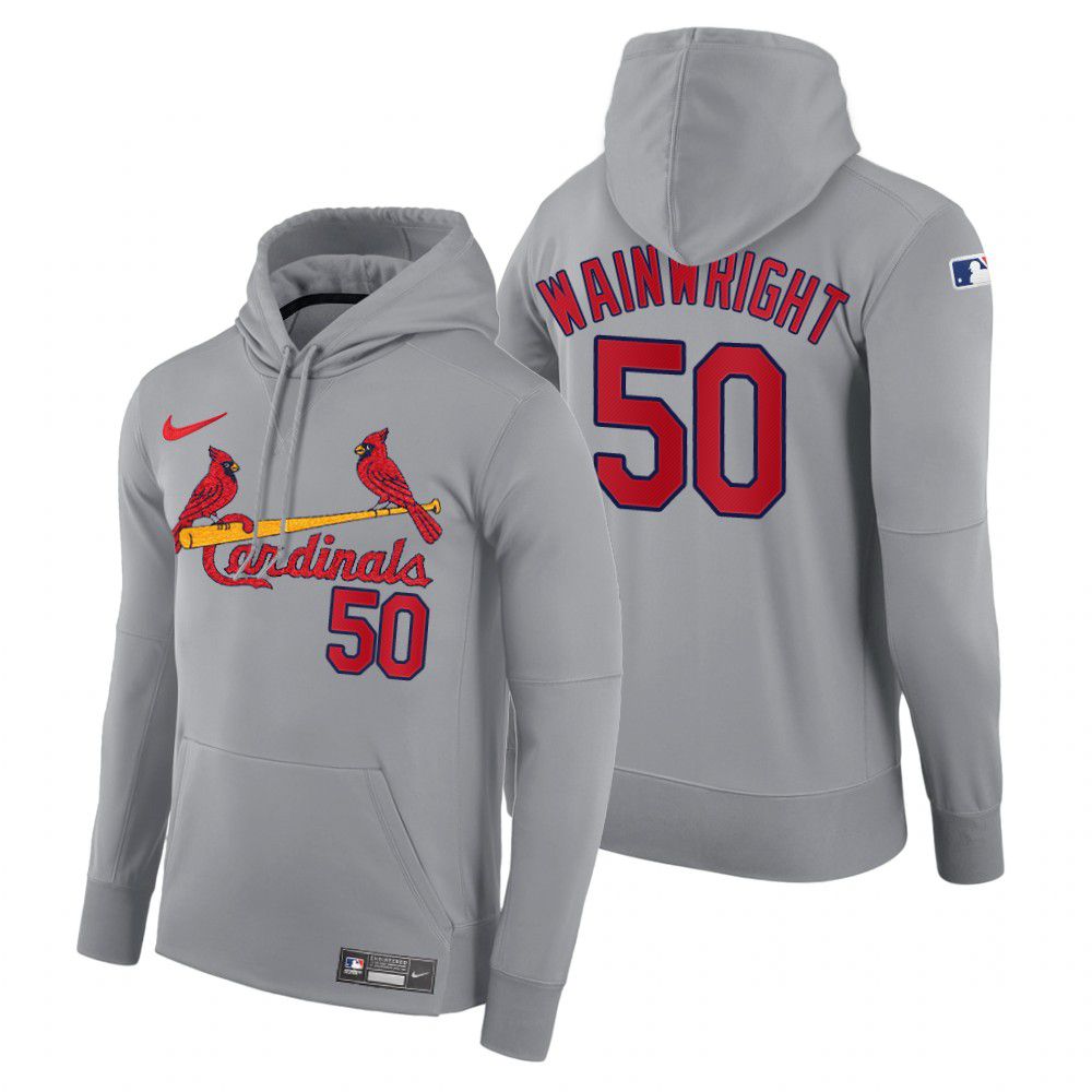 Men St.Louis Cardinals #50 Wainwright gray road hoodie 2021 MLB Nike Jerseys->st.louis cardinals->MLB Jersey